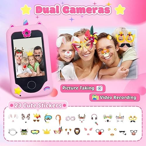 AOOKYMEL Kids Smart Phone Toys, Unicorns Gifts for Girls Age 6-8, Touchscreen MP3 Player Learning Toys with Dual Camera, Chrismas Birthday Gifts for 3 4 5 7 9 Years Old Kids with 8G SD Card (PH05U) thumbnail 3