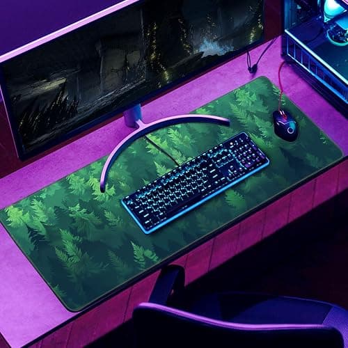 Forest Gaming Green Large Gaming Mouse Pad Keyboard Desk Pad Extended Mouse Pad Gaming Office Decor, Pc Laptop Mouse Pads Large (31.5x11.8 in) with Stitched Eges Non-Slip Base Mousepad XL thumbnail 2