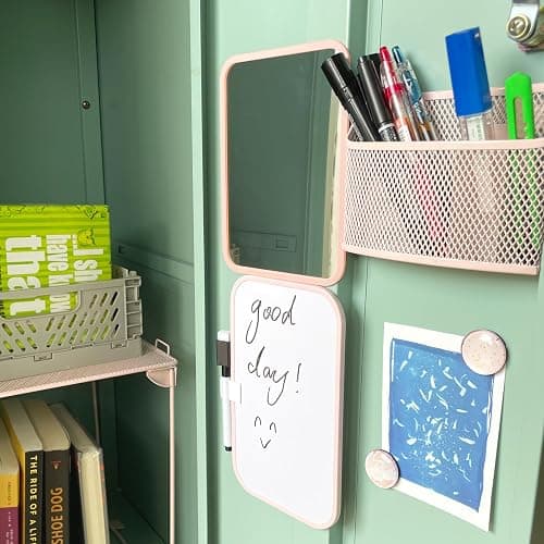 Svartur Magnetic Locker Accessories for Girls with Magnetic whiteboard, Locker Mirror and Magnetic Pen Holder, Pink Locker Decoration for School Locker, Back to School Essentials - Pink thumbnail 4