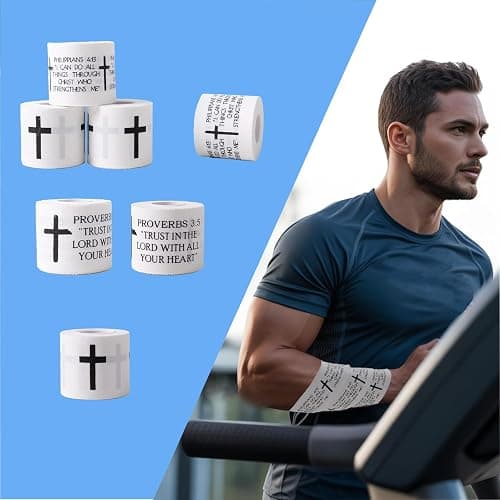 Ao Yee ZGL 2pcs Cross Christian Sports Tape with Jesus Bible Verse, 2" X 23ft Cotton Wristbands for Basketball, Football, Soccer, Gymnasts, etc. for Protection or Injury Use thumbnail 2