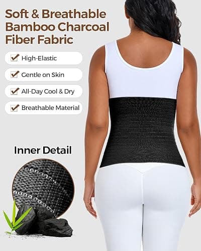 QEESMEI Abdominal Binder Post Surgery Belly Band Wrap for Women Men 9" Wide | Postpartum Belly Band Stomach Compression Wrap Waist Support Belt for Tummy Tuck, Waist, Core Support, Herni, Black,M thumbnail 4