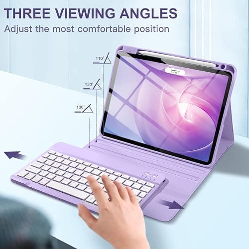 Harvopu Keyboard Case Compatible with iPad Air 11-inch/Air 5th 4th Generation Case with Keyboard-Backlit Detachable, Folio Cover with Pencil Holder for Air 11" M3/M2 (2025/2024), Air 5/Air 4 (Purple) thumbnail 5