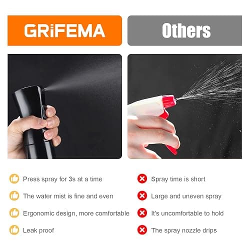 GRIFEMA 200ml Small Water Spray Bottles, Continuous Mist Empty Hair Spray Bottles for Cleaning, Curly Hair, Plants GE2001B-200B, Black thumbnail 6