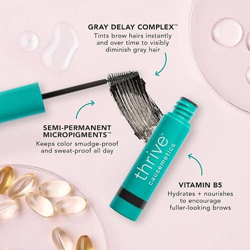 Thrive Causemetics Instant Brow Fix Semi-Permanent Eyebrow Gel, Waterproof Tinted Eye Brow Gel with Vitamin B5, Smudge-Proof, Long Lasting Definition, Vegan & Cruelty Free, Audrey (Medium Brown) thumbnail 6