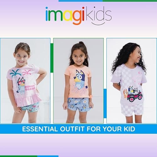 Bluey Girls T-Shirt and French Terry Shorts Outfit Set Toddler to Big Kid Sizes (2T - 10-12) thumbnail 3