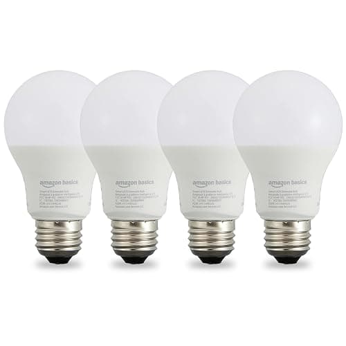 Amazon Basics Smart A19 LED Light Bulb, Dimmable Soft White (2700K), 9W (60W Equivalent), 800LM, Works with Alexa Only, 2.4 GHz Wi-Fi, No Hub Required, 4 Pack - Image 1