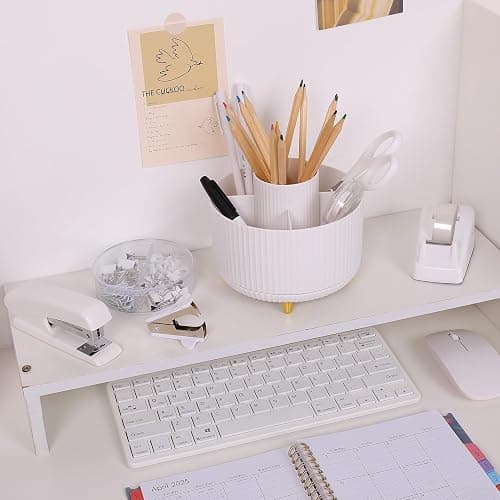 SKYDUE White Office Supplies Set, Office Desk Accessories 10PCS, Pencil Holder for Desk, Stapler, Tape Dispenser, Scissors, Ruler, Binder/Paper Clips and 1000pcs Staples,Desk Supplies Set thumbnail 7