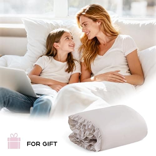 JANZAA King Size Comforter Set Beige Ruffle Comforter 3PCS Soft Fluffy Boho Comforter Vintage Farmhouse Bed Set Shabby Chic Bedding with 2 Pillowcases for All Season thumbnail 7