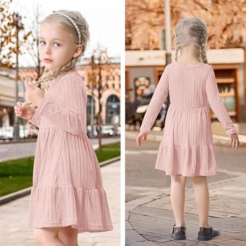 Kionio Toddler Baby Girl Long Sleeve Dress Girls Knit Sweater Dresses Tiered Kids Swing Holiday Clothes Fall Winter thumbnail 2