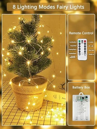 3-Pack 78FT 240 LED Fairy Lights Battery Operated with Timer & Remote, Waterproof Twinkle Lights Indoor Outdoor 8 Modes for Bedroom Centerpiece Wedding DIY Party Christmas Classroom Dorm Decoration thumbnail 2