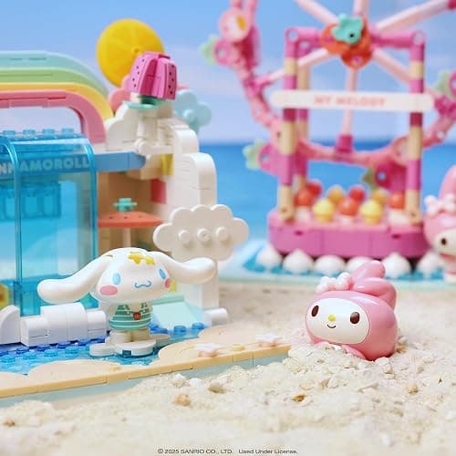 Hamee Sanrio Hello Kitty and Friends ‘Summer Wunderland’ Cute Water Theme Park Building Block Set Birthday Gift, Party Favor, Stress Relief, Collectible Toy Compatible with Lego Block – Kuromi thumbnail 2
