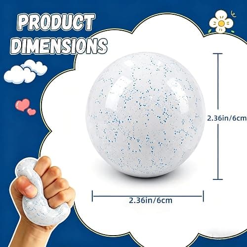 Snowball Stress Ball,Stretchy Fidget Toys for Anxiety Relief Squishy Toys,Realistic Snowball Squeeze Toy for Adults Stress Relief (Snowball 01) - Image 1
