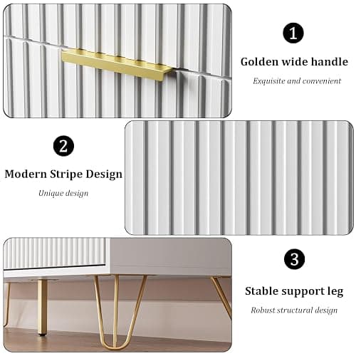MAISONARIA White Dresser for Bedroom, 7 Drawer Dresser with Gold Pulls, Wide Chest of Drawers for Bedroom, Entryway, 47.2" L x 15.7" D x 31.4" H thumbnail 3