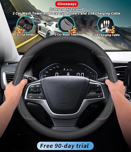 Deer Route Custom-Fit for GMC Steering Wheel Cover, Premium Leather Car Steering Wheel Cover with Logo, Non-Slip, Breathable, for GMC Accessories (A-Style,for GMC) thumbnail 2