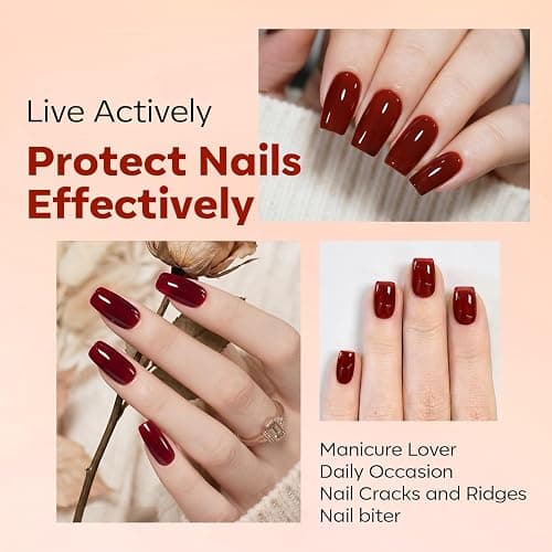 modelones Nail Strengthener and Growth Nail Hardener Red Orange Nail Polish | Extra Strong and Growth Nail Repair Damaged Nails Strengthening Polish Ridge Filler for Nails & Toenails 15ML thumbnail 5
