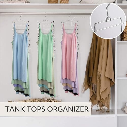 ZEDODIER 3 Pack Tank Top Hanger, Space Saving Bra Hangers, Non-Slip Hanging Sport Bras Holder, Closet Organizers and Storage for Camisoles Tank Tops Bras Ties Swimsuits Strappy Dress, Silver - 3 Pack - Silver thumbnail 3