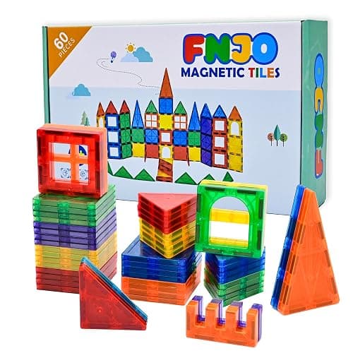 FNJO Magnetic Tiles, Magnet Building Set,60 PCS Building Blocks Set STEM Preschool Montessori Toy for Kids Boys Girls thumbnail 5