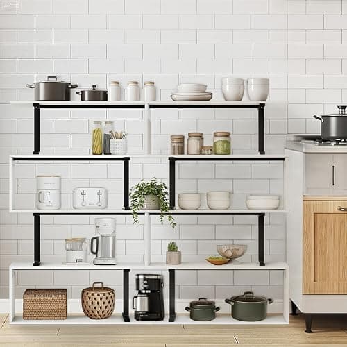 GRUSIGN 5-Tier White Geometric Bookshelf, S Shaped Bookcase,Wood Decorative Storage Shelving,Modern Freestanding Display Shelves for Office,Bedroom,Living Room, 31.5" W x 58.3" H thumbnail 6
