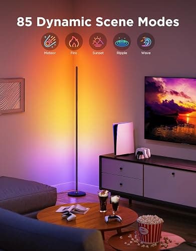 Govee RGBIC Floor Lamp Basic, LED Corner Lamp Works with Alexa, 1000 Lumen Smart Modern Floor Lamp with Music Sync and 16 Million DIY Colors, Color Changing Standing Lamp for Bedroom Living Room Black thumbnail 3
