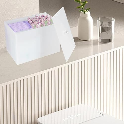 Wuudy Tampon Holder for Bathroom, Shark Week Tampon Storage, Acrylic bathroom organizer with Lid, Feminine Pads Organizer Box with Removable Divider, White - White Tampon Holder thumbnail 7
