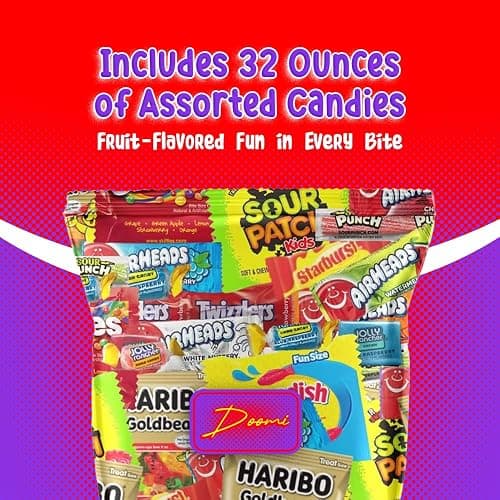 Bulk Assorted Fruit Candy - Starburst, Skittles, Fish, Air Heads, Jolly Rancher, Sour Punch, Gold-Bears Gummi Bears & Twizzlers, Candy's, Pops, Dots, (32 Oz Variety Pack) (Candies may vary) thumbnail 3
