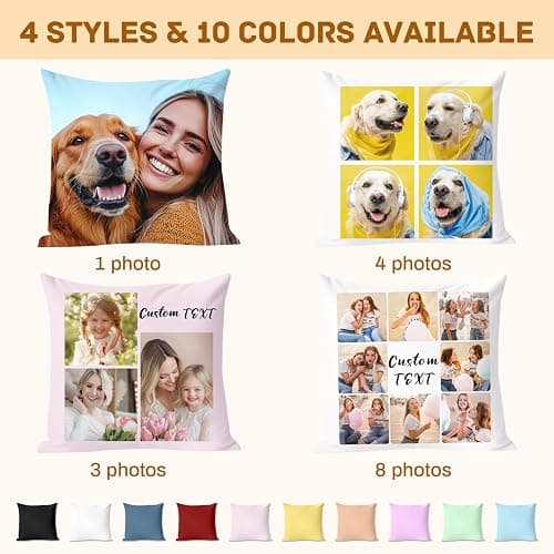 Ueedklaayy Custom Pillow with Picture & Text - Include Insert, Personalized Photo Pillow Double-Sided Printing | 5 Sizes & 10 Colors Optional, Custom Pet Memorial Gifts | Keepsake Gifts for Loved One thumbnail 6