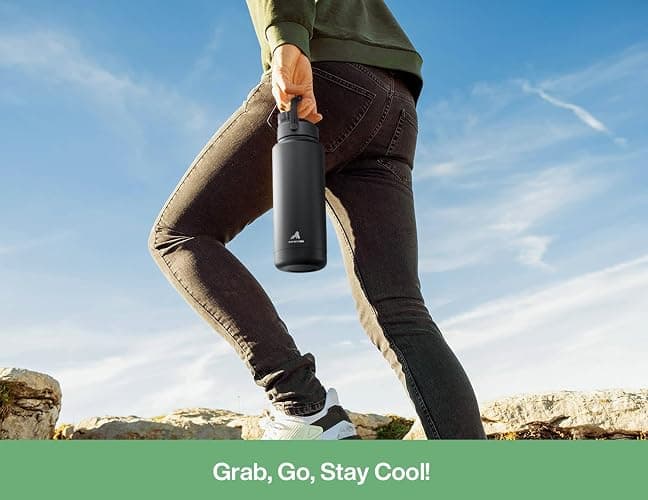 POWCAN 40 oz Insulated Water Bottle with 2-in-1 Straw and Spout Lid, Keep Cold 24H, Leak-Proof, BPA-Free, Double Wall Stainless Steel Water Bottle for Sports, Gym, Travel, and School (Mint) thumbnail 2