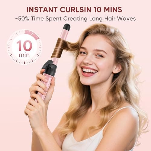 Rotating Curling Iron Set, Automatic Curling Wand for Long Hair, Easy to Use Hair Curler Get Effortless Beach Waves, 3 Sizes Ceramic Barrel 0.75" 1" 1.25" to 430°F with Home Button, Dual Voltage thumbnail 4