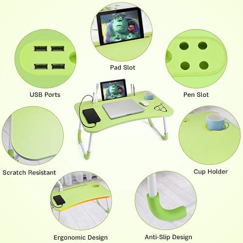 Slendor Laptop Desk Foldable Bed Table Folding Breakfast Tray Portable Lap Standing Desk Notebook Stand Reading Holder for Bed/Couch/Sofa/Floor thumbnail 5