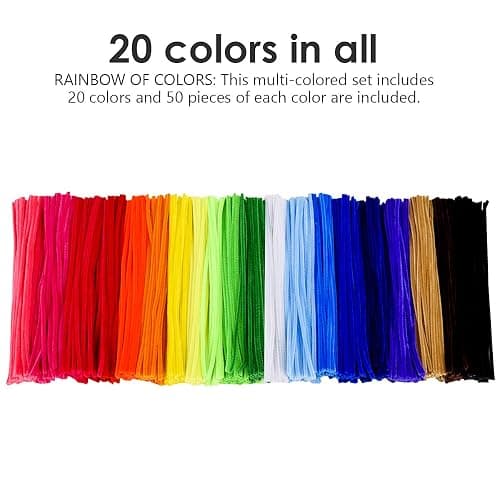 KASEMI Pipe Cleaners,1000 pcs and 20 Assorted Colors 12 inch Chenille Stems for DIY Art Creative Crafts Decorations thumbnail 2