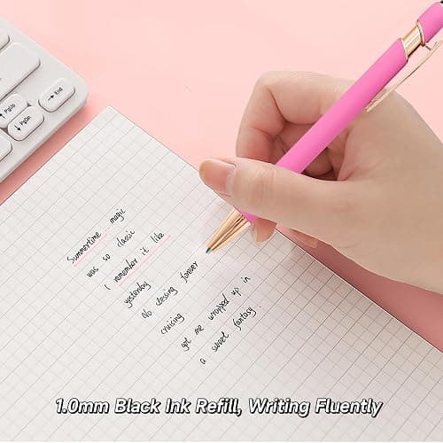 YOXMJDB Pink Pens for Women, 6 Pcs Cute Pens Ballpoint Pen Bulk, 1.0mm Medium Point Black Ink, Office and School Supplies Fancy Nice Pen Gifts for Girls Nurse Teacher (Pink) thumbnail 5