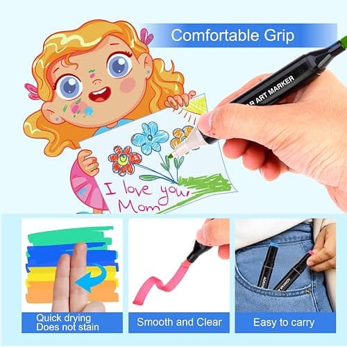 Aoriyar 48 Colors Dual Tip Twin Marker Pens Set - Permanent Graphic Marker Pens for Drawing Colouring Sketching Painting - Art Alcohol Marker Pens for Artist Adult Kids Manga thumbnail 3