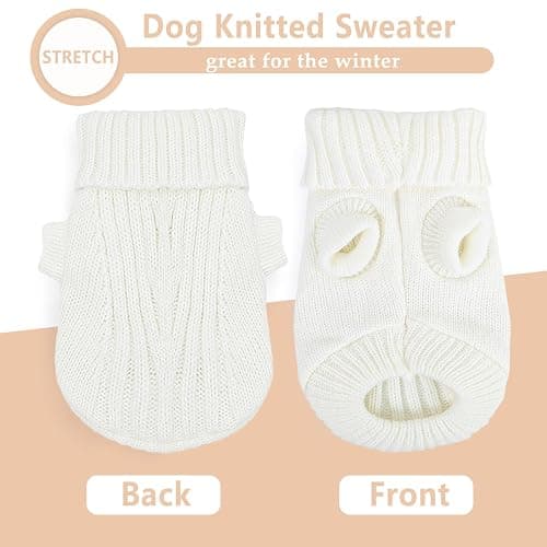 Xs Dog Clothes Dog Sweater for Small Dogs Autumn Winter Dog Sweaters Warm Puppy Clothes Turtleneck Pullover Sweater Pet Knitwear for Chihuahua Teacup Dog Yorkie (X-Small) thumbnail 4