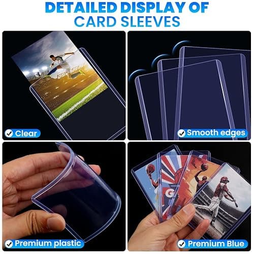 600 Card Sleeves Top Loaders for Cards, 3" x 4" Hard Plastic Toploaders | Baseball Card Protectors, Trading Card Holder for Football Sports Cards (300 Toploaders + 300 Penny Sleeves) thumbnail 4