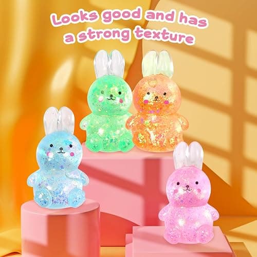 Easter Basket Stuffers,Easter Basket Essentials,4pcs Big Squishy Easter Bunny Stress Balls for Adults,kids,Easter Toys Stress Relief Fidget Balls,Easter party favors for kids,Easter Basket Ideas Gifts thumbnail 6
