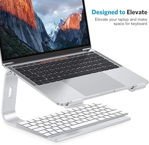 OMOTON Laptop Stand, Detachable Laptop Mount, Aluminum Laptop Holder Stand for Desk, Compatible with MacBook Air/Pro, Dell, HP, Lenovo and All Laptops (11-16 inch), Silver thumbnail 4