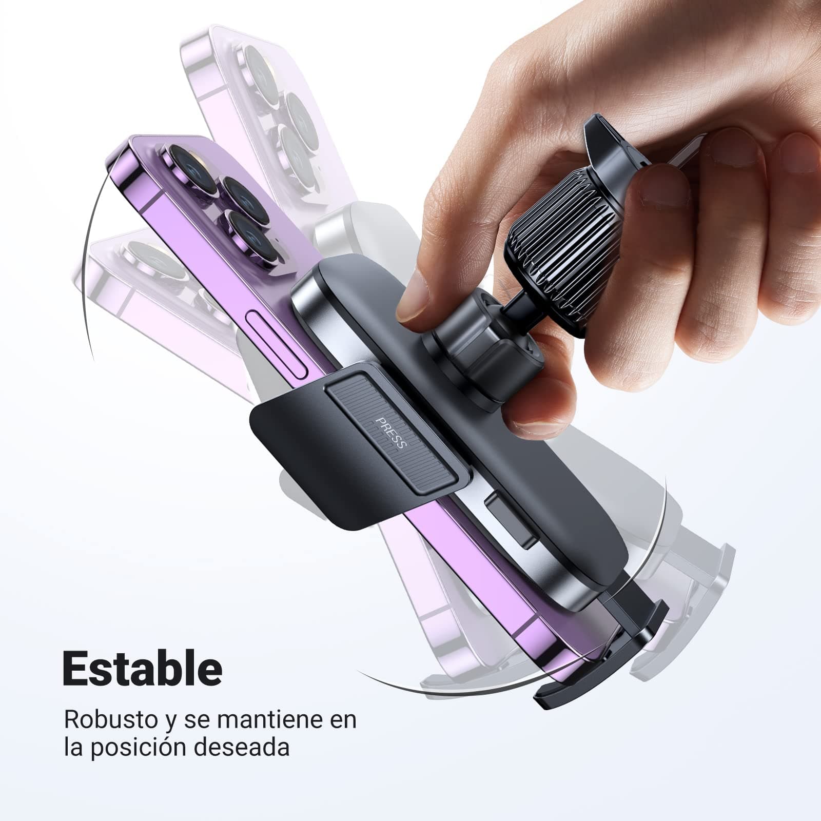 UGREEN Soporte Celular Automóvil, Base Porta Móvil Auto Giratorio 360° con Gancho Metálico y Botón de Liberación, Uso con Una Sola Mano para iPhone 16 15 14 13 Pro MAX, Galaxy S24 S23 S22 Ultra thumbnail 2