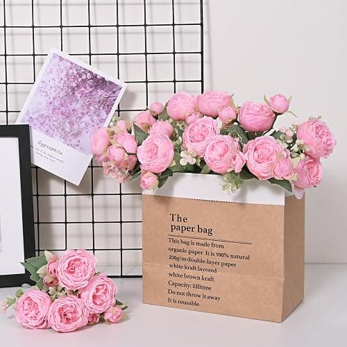 2 Packs Peonies Artificial Flowers, Light Pink Silk Artificial Peonies | Fake Peonies Artificial Peony Flower Bouquets for Centerpiece Table Wedding Party Home Decor thumbnail 3