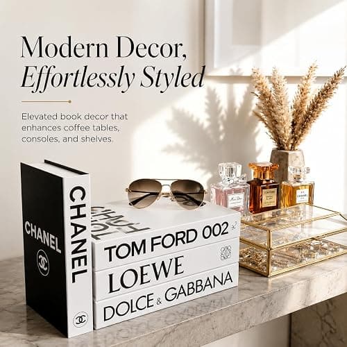 PROBENEX 4 Pcs Decorative Books | Faux White Coffee Table & Shelf Decor | Bright Scandinavian Look for Living Room, Office and Entryway - Not Real, Tool-Free 2-Min Setup thumbnail 2
