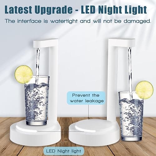 LED Bedside Water Dispenser,Desktop Water Bottle Dispenser,New upgrade LED Light and Touch buttons, Portable 5 Gallon Water Dispenser,with 7 Levels Pumping and Light,Suitable for Home, Office, (white) - Black thumbnail 4