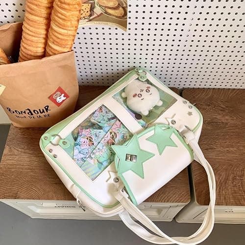 Women Display Shoulder Bag Large Capacity Ita Handbag PU Leather Kawaii Star Itabag Travel Shopping Commute Bag thumbnail 5