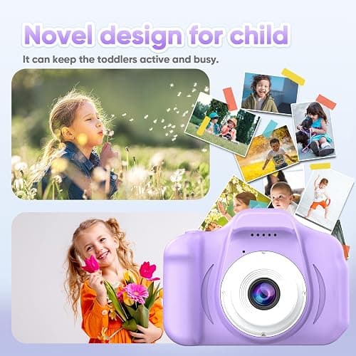 Seckton Upgrade Kids Selfie Camera, Christmas Birthday Gifts for Girls Age 3-9, HD Digital Video Cameras for Toddler, Portable Toy for 3 4 5 6 7 8 Year Old Girl with 32GB SD Card-Purple White thumbnail 6