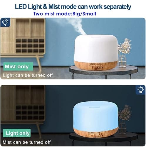 Oil Diffuser Humidifier 300ML,Electric Ultrasonic Air Aroma Diffusers Vaporizer,Scent Mist Defuser with Remote,Auto-Off,7led Color Changing Light for Large Bed Room,Home,Office thumbnail 3