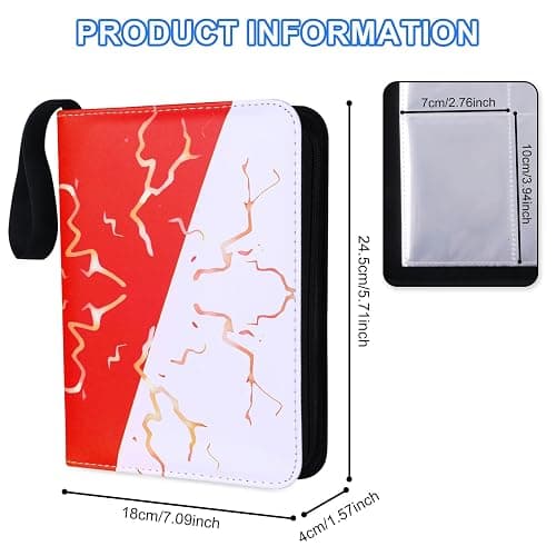 Awedsu Collectible Trading Card Albums,Collectible Trading Card Protective Sleeves,Card Binder 4-Pocket,400 Pockets Card Case Holder for TCG,Sports Card. (Red Blue) thumbnail 2
