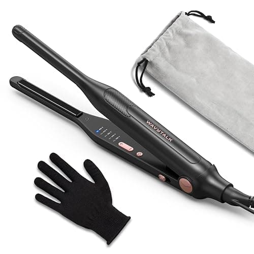 Wavytalk 0.3" Pencil Flat Iron Small Straightener for Short Hair&Pixie Cut | 5 Adjustable temperature settings, 0.3" Ceramic Tourmaline Plates Control Root Styling, Curved Design with Rounded Edges - Image 1