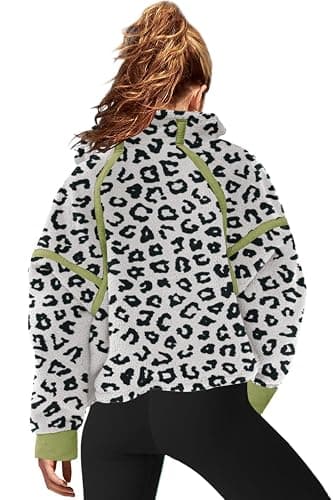 LAMISSCHE Half Zip Sweatshirt Women Oversized Sherpa Jacket V Neck Fleece Pullover Hoodie with Pockets thumbnail 5
