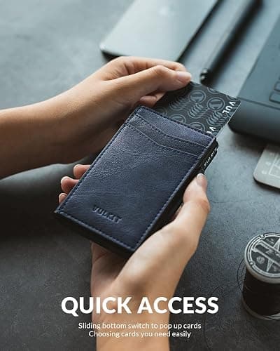 VULKIT Men's Slim Wallet Pop Up Card Holder RFID Blocking Metal Wallet Minimalist Design Holds Up to 11 Cards thumbnail 2