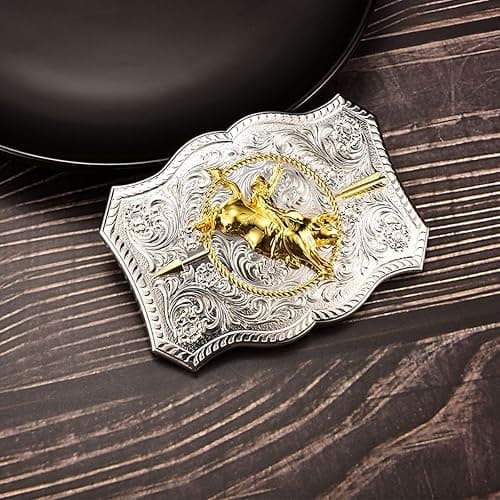 MASOP Western Belt Buckle for Men Cowboy Long Horn Bull Belts American Country Belt Buckles thumbnail 3