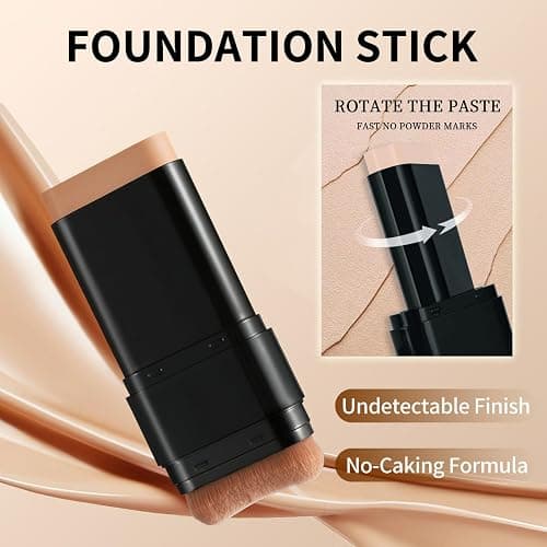 Foundation Stick, 2 in 1 Dual-Ended Long-Lasting Concealer Foundation Stick, Face Contouring foundation with Brush, Full Coverage Matte Finish for Face Makeup(02#NATURAL) thumbnail 7