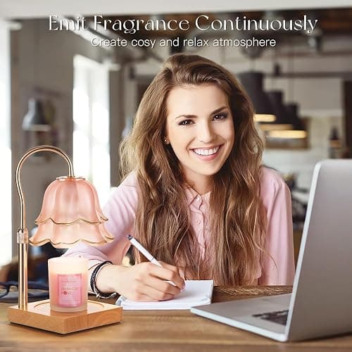 Candeldo Mom Birthday Gifts for Women: Candle Warmer Lamp with Scented Candles Dimmable Pink Flower Wax Warmer with Timer Christmas Day Housewarming Gift thumbnail 7